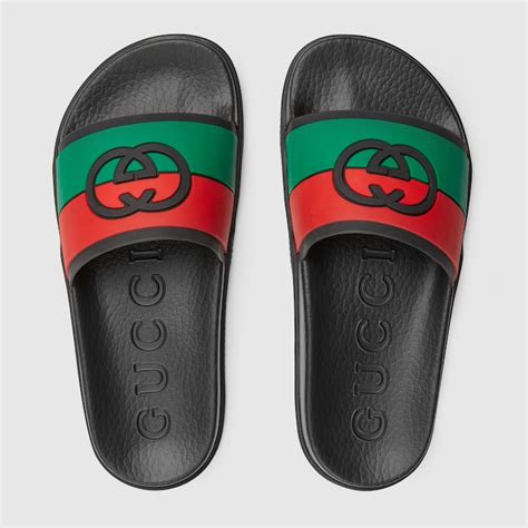 red green black gucci slides|green Gucci platform slides.